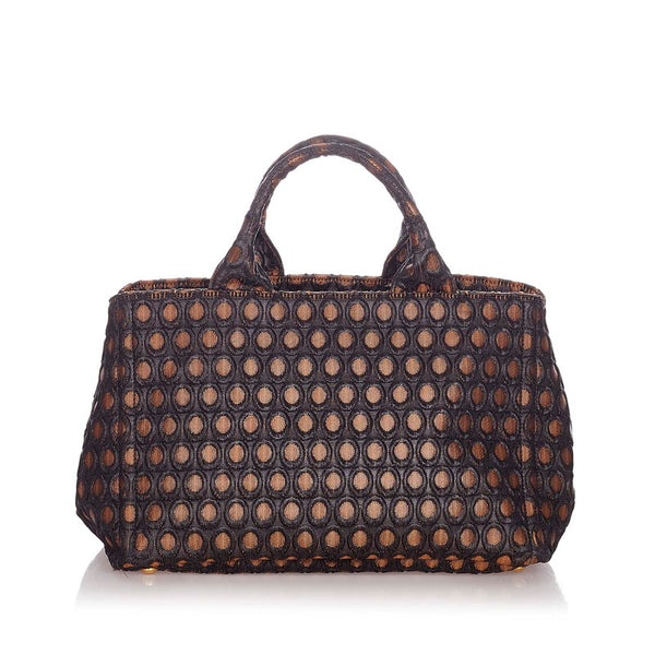 プラダ カナパ BN1877 オレンジ ブラック キャンバス ハンドバッグ ショルダーバッグ ２WAY レディース PRADA 【中古】