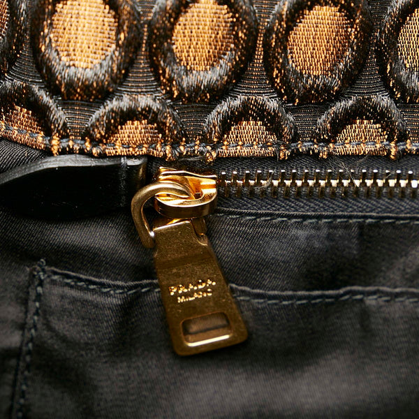 プラダ カナパ BN1877 オレンジ ブラック キャンバス ハンドバッグ ショルダーバッグ ２WAY レディース PRADA 【中古】