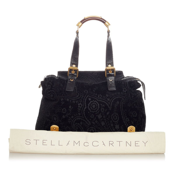 ステラマッカートニー ブラック ゴールド コットン エナメル ハンドバッグ レディース Stella McCartney 【中古】