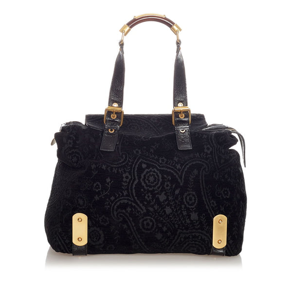 ステラマッカートニー ブラック ゴールド コットン エナメル ハンドバッグ レディース Stella McCartney 【中古】
