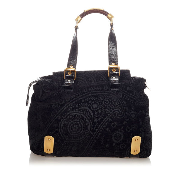 ステラマッカートニー ブラック ゴールド コットン エナメル ハンドバッグ レディース Stella McCartney 【中古】