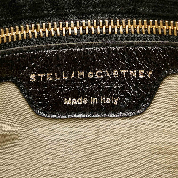 ステラマッカートニー ブラック ゴールド コットン エナメル ハンドバッグ レディース Stella McCartney 【中古】