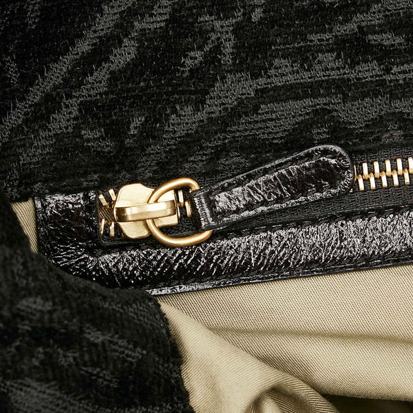 ステラマッカートニー ブラック ゴールド コットン エナメル ハンドバッグ レディース Stella McCartney 【中古】