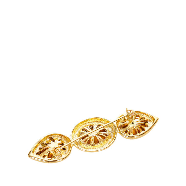 サンローラン ゴールド メッキ ラインストーン ブローチ レディース SAINT LAURENT 【中古】