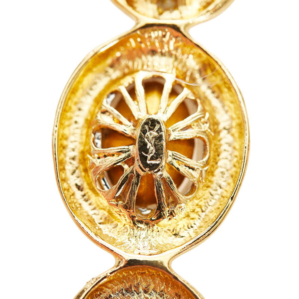 サンローラン ゴールド メッキ ラインストーン ブローチ レディース SAINT LAURENT 【中古】