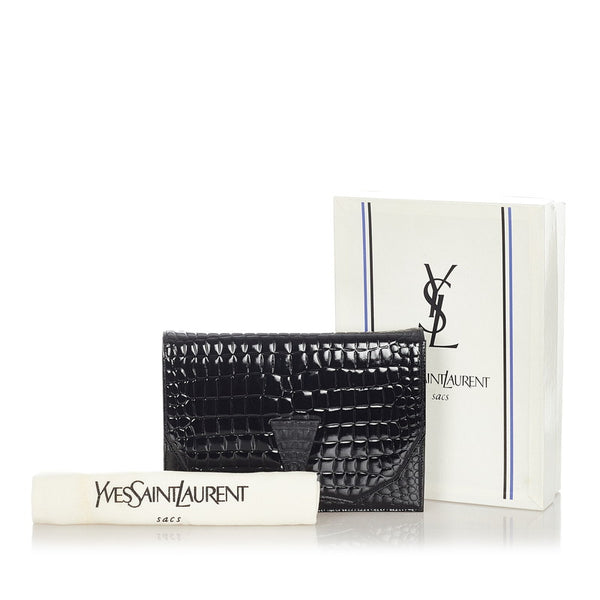 イヴ サンローラン ブラック エナメル クラッチバッグ レディース YVES SAINT LAURENT 【中古】