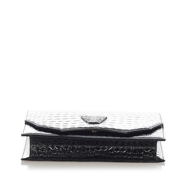 イヴ サンローラン ブラック エナメル クラッチバッグ レディース YVES SAINT LAURENT 【中古】