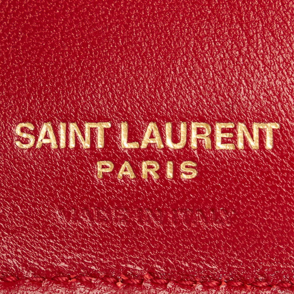 サンローラン クラシック モノグラム 三つ折り財布 レッド レザー レディース SAINT LAURENT 【中古】