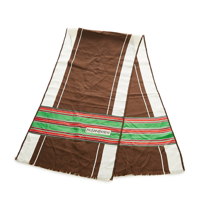 サンローラン ブラウン マルチ シルク ストール レディース SAINT LAURENT 【中古】