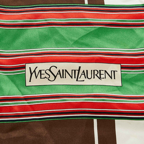 サンローラン ブラウン マルチ シルク ストール レディース SAINT LAURENT 【中古】