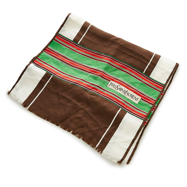 サンローラン ブラウン マルチ シルク ストール レディース SAINT LAURENT 【中古】