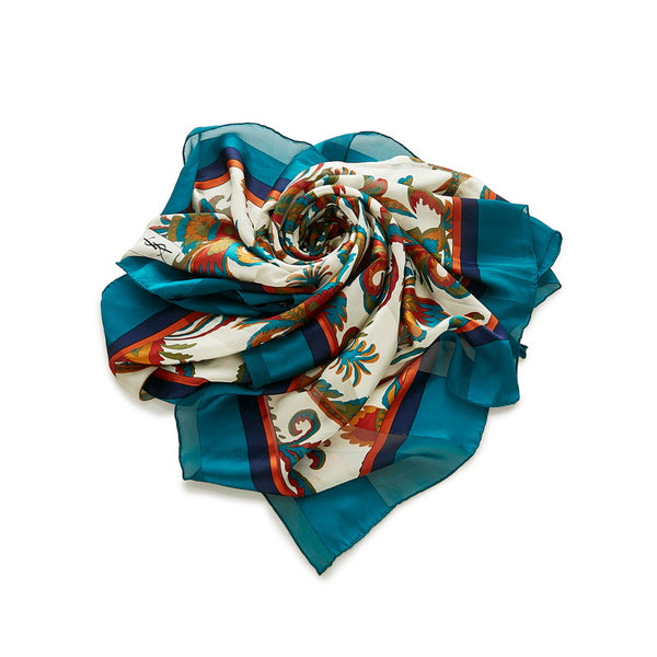 サンローラン スカーフ グリーン マルチ シルク レディース SAINT LAURENT 【中古】