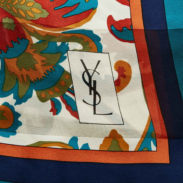 サンローラン スカーフ グリーン マルチ シルク レディース SAINT LAURENT 【中古】