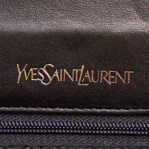 イヴ サンローラン ブラック エナメル 型押し ショルダーバッグ レディース YVES SAINT LAURENT 【中古】