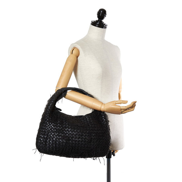 ボッテガヴェネタ ブラック レザー ショルダーバッグ レディース BOTTEGAVENETA 【中古】