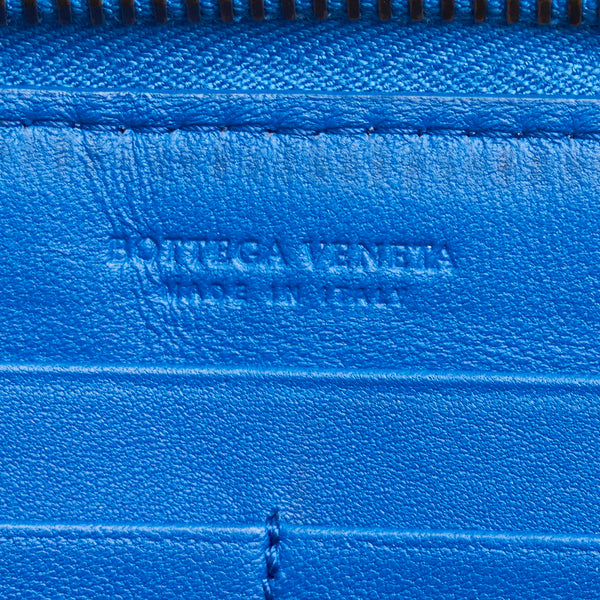 ボッテガヴェネタ イントレチャート 長財布 ブルー レザー レディース BOTTEGAVENETA 【中古】