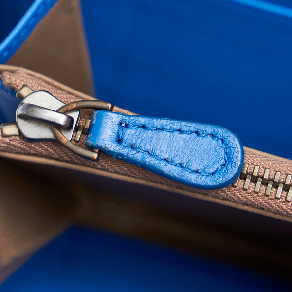 ボッテガヴェネタ イントレチャート 長財布 ブルー レザー レディース BOTTEGAVENETA 【中古】