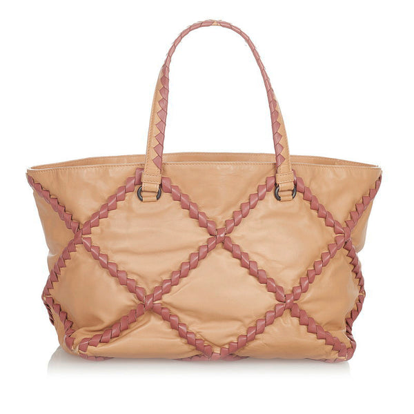 ボッテガヴェネタ トートバッグ ライトオレンジ ローズピンク レザー レディース BOTTEGAVENETA 【中古】