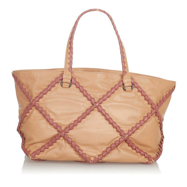 ボッテガヴェネタ トートバッグ ライトオレンジ ローズピンク レザー レディース BOTTEGAVENETA 【中古】