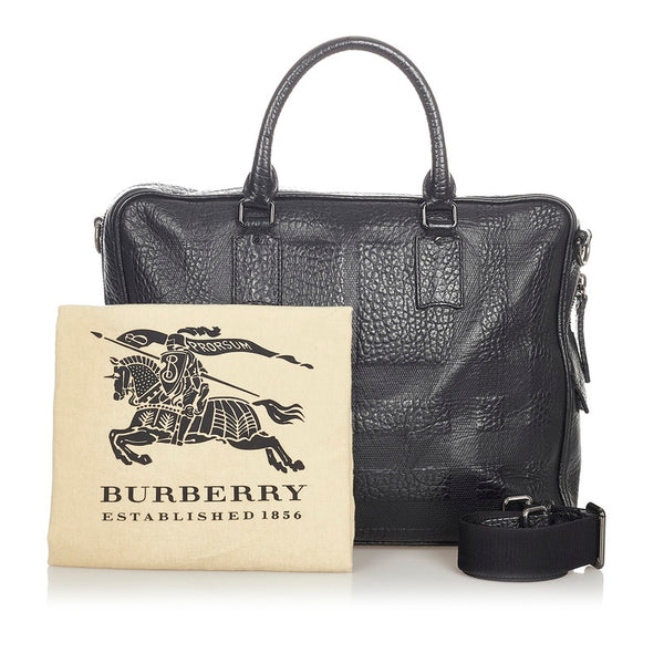 バーバリー ブラック レザー ビジネスバッグ ショルダーバッグ 2WAY メンズ BURBERRY 【中古】