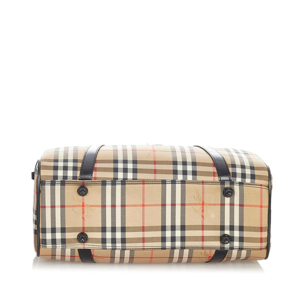 バーバリー ノバチェック ベージュ キャンバス ボストンバッグ レディース BURBERRY 【中古】
