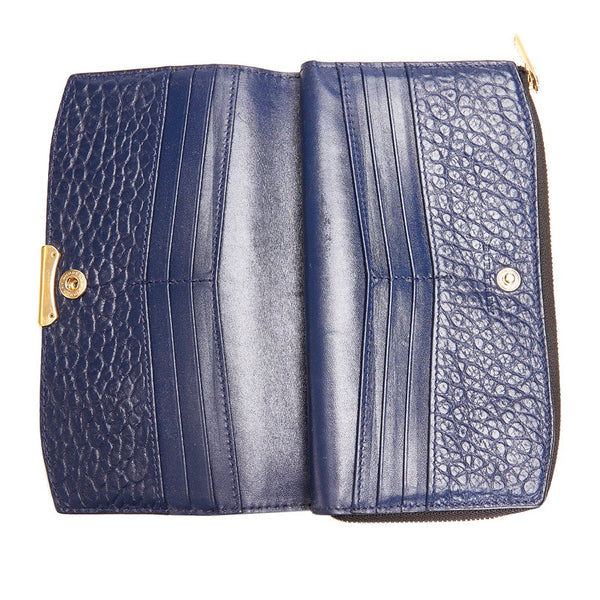 バーバリー ロンドン ネイビー レザー 長財布 メンズ BURBERRY 【中古】