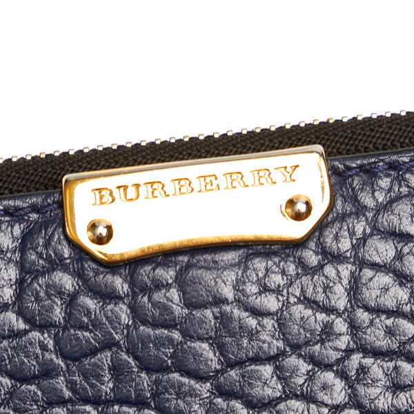 バーバリー ロンドン ネイビー レザー 長財布 メンズ BURBERRY 【中古】