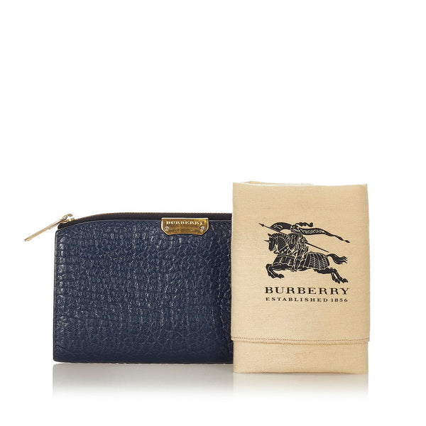 バーバリー ロンドン ネイビー レザー 長財布 メンズ BURBERRY 【中古】