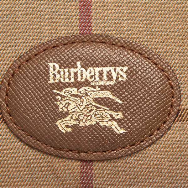 バーバリー ノバチェック カーキ ベージュ キャンバス レザー ショルダーバッグ レディース BURBERRY 【中古】