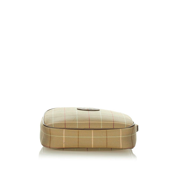 バーバリー カーキ ブラウン キャンバス レザー ショルダーバッグ レディース BURBERRY 【中古】