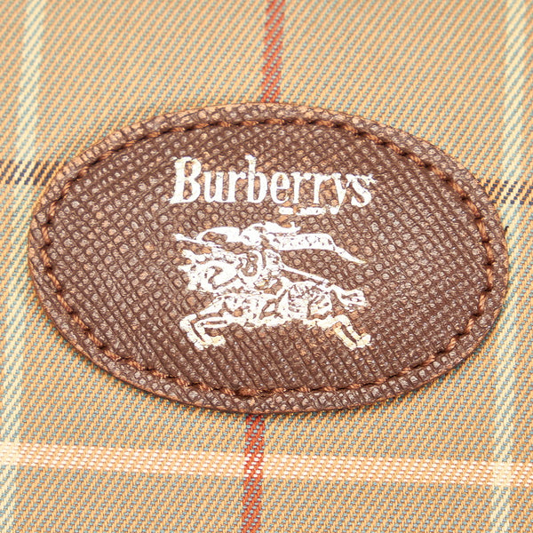 バーバリー カーキ ブラウン キャンバス レザー ショルダーバッグ レディース BURBERRY 【中古】