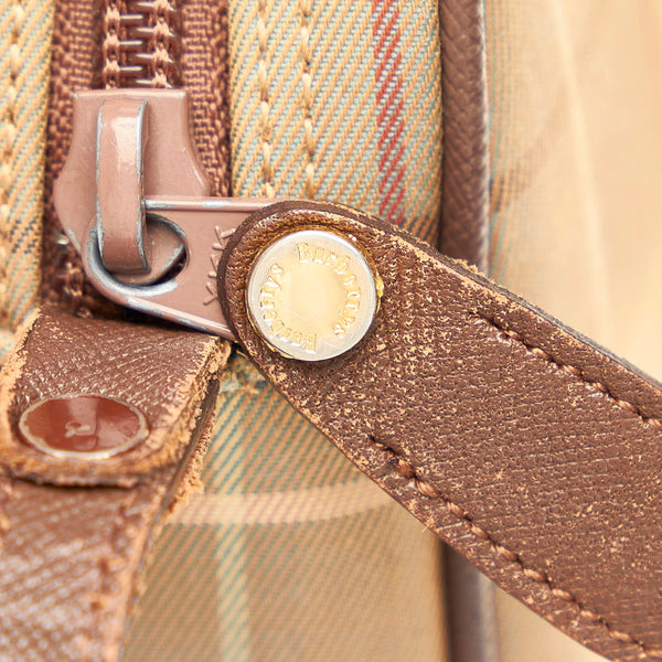 バーバリー カーキ ブラウン キャンバス レザー ショルダーバッグ レディース BURBERRY 【中古】