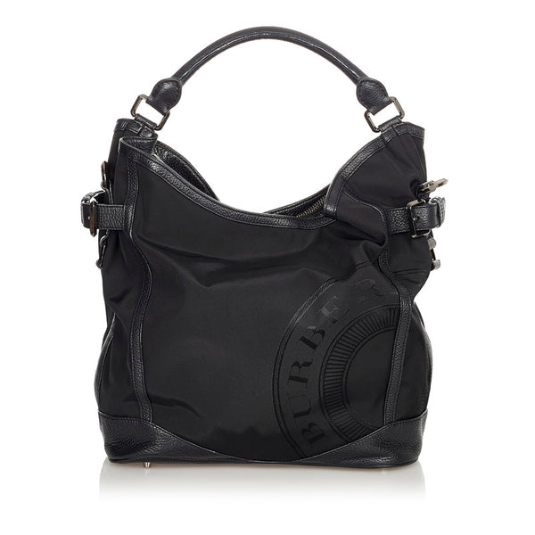 バーバリー ブラック ナイロン レザー ショルダーバッグ レディース BURBERRY 【中古】