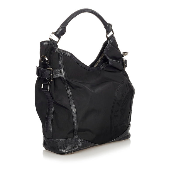バーバリー ブラック ナイロン レザー ショルダーバッグ レディース BURBERRY 【中古】