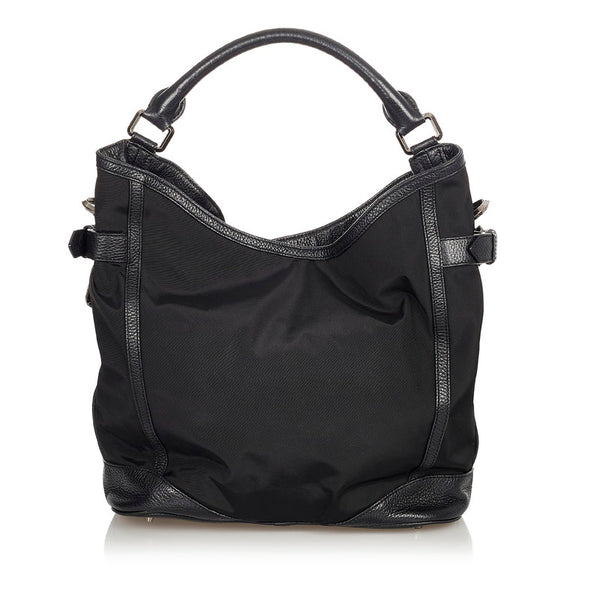 バーバリー ブラック ナイロン レザー ショルダーバッグ レディース BURBERRY 【中古】