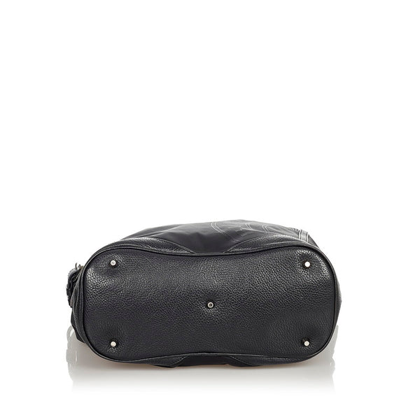 バーバリー ブラック ナイロン レザー ショルダーバッグ レディース BURBERRY 【中古】