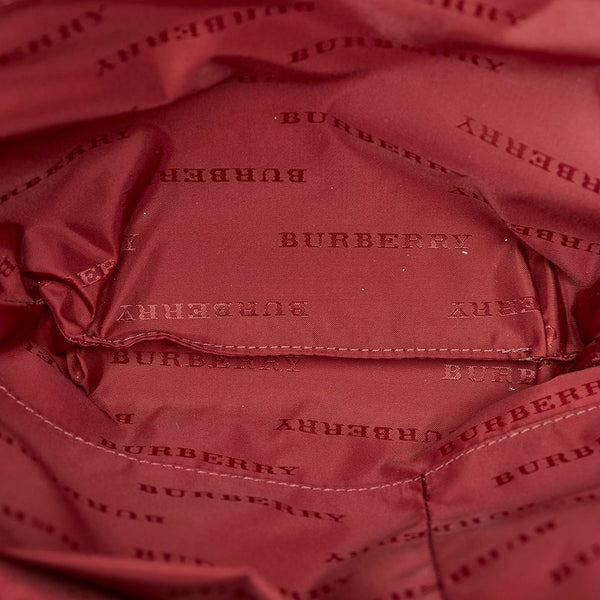 バーバリー ノバチェック ベージュ レッド ブラック ナイロン ベロア トートバッグ レディース BURBERRY 【中古】