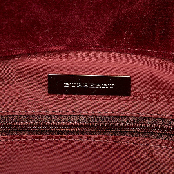 バーバリー ノバチェック ベージュ レッド ブラック ナイロン ベロア トートバッグ レディース BURBERRY 【中古】