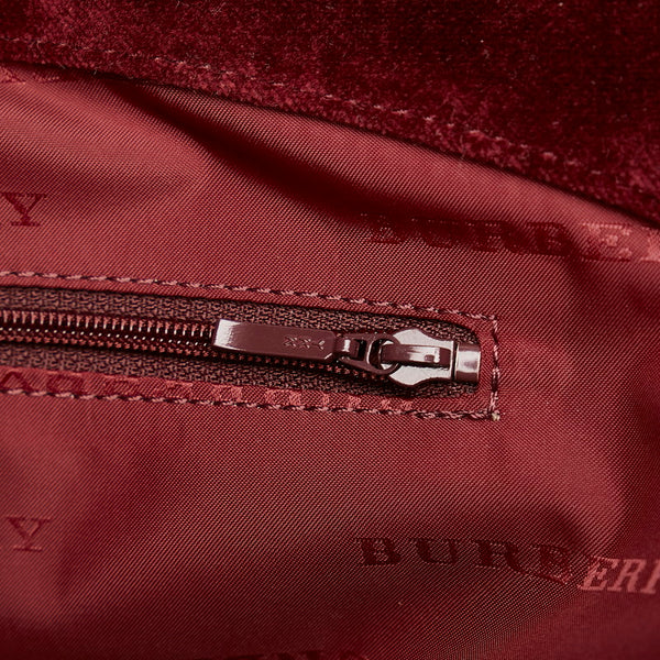 バーバリー ノバチェック ベージュ レッド ブラック ナイロン ベロア トートバッグ レディース BURBERRY 【中古】
