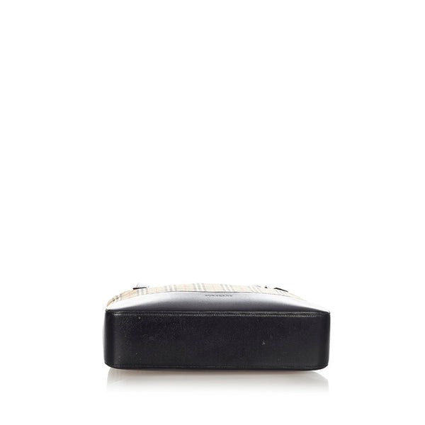 バーバリー ノバチェック ベージュ ブラウン キャンバス レザー トートバッグ レディース BURBERRY 【中古】