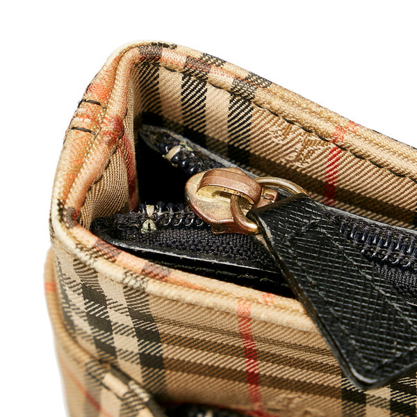 バーバリー ノバチェック ベージュ ブラウン キャンバス レザー トートバッグ レディース BURBERRY 【中古】