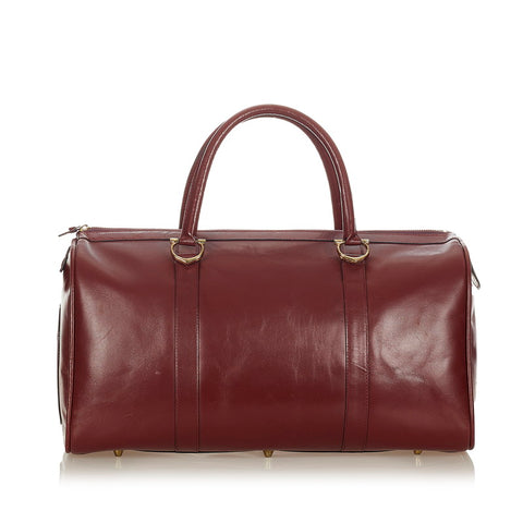 カルティエ マスト ボルドー レザー ボストンバッグ レディース CARTIER 【中古】