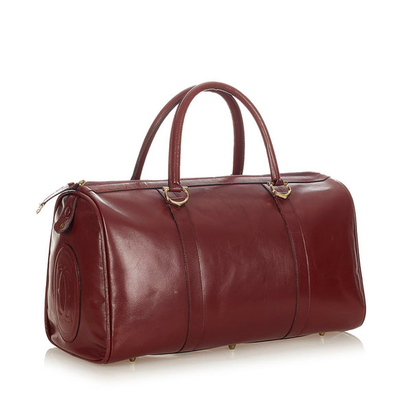 カルティエ マスト ボルドー レザー ボストンバッグ レディース CARTIER 【中古】