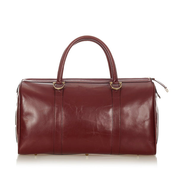 カルティエ マスト ボルドー レザー ボストンバッグ レディース CARTIER 【中古】