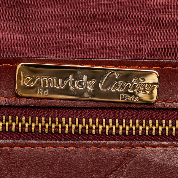 カルティエ マスト ボルドー レザー ボストンバッグ レディース CARTIER 【中古】