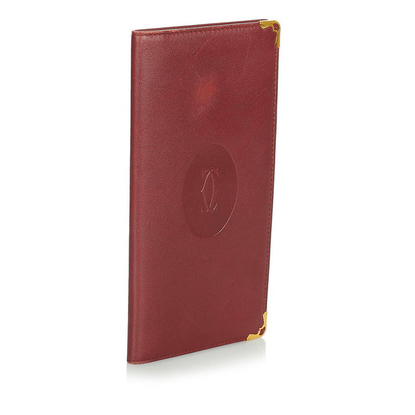 カルティエ マスト ボルドー カーフ 札入れ メンズ CARTIER 【中古】