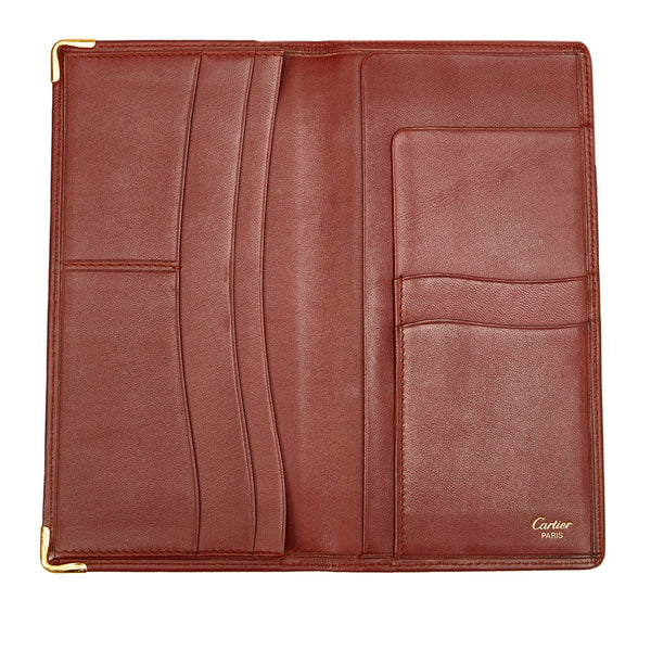 カルティエ マスト ボルドー カーフ 札入れ メンズ CARTIER 【中古】