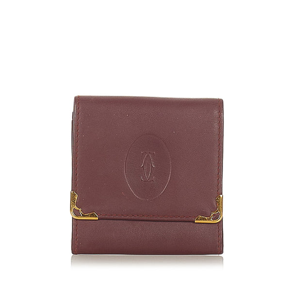 カルティエ マスト ボルドー レザー コインケース メンズ CARTIER 【中古】