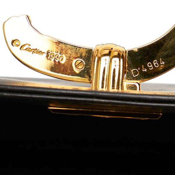 カルティエ ブラック レザー ハンドバッグ レディース CARTIER 【中古】