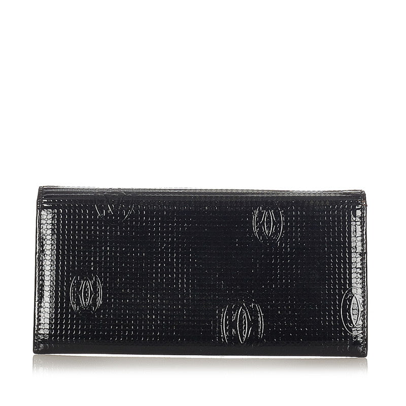 カルティエ ブラック エナメル 長財布 レディース CARTIER 【中古】